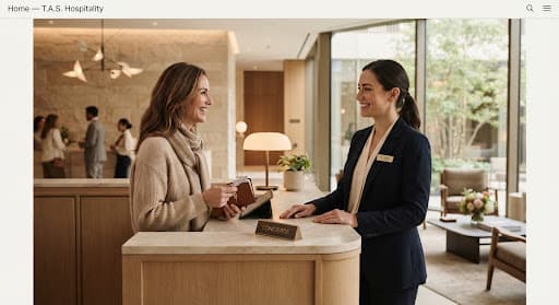 A T.A.S. concierge welcoming a guest